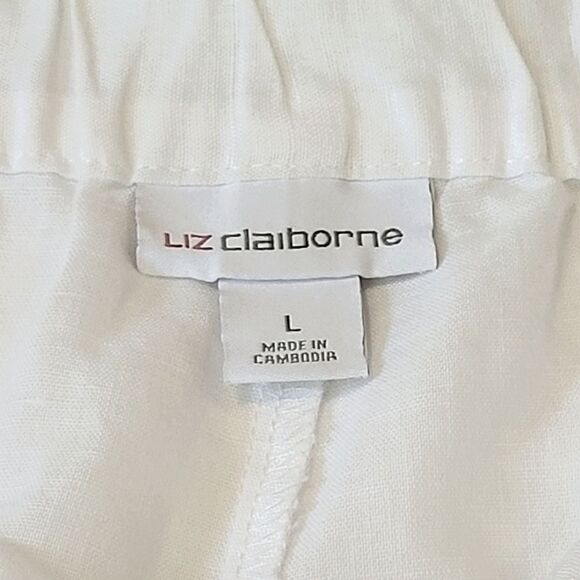 Liz Claiborne White Linen Cotton Blend Capri Pants Size L - Picture 5 of 9
